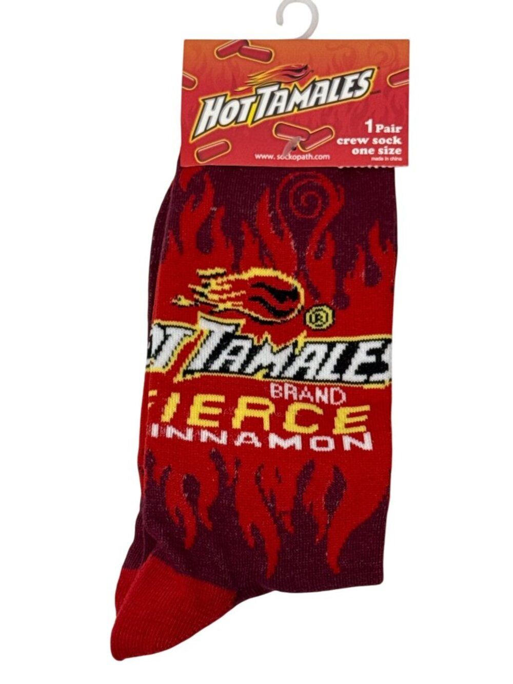 Red Hot Tamales Crew Socks Mens 6-12 Candy Food Novelty Y2K New